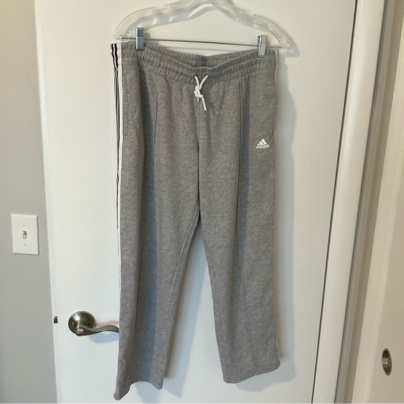 adidas Pants - Adidas Gray with White stripe Capri Joggers